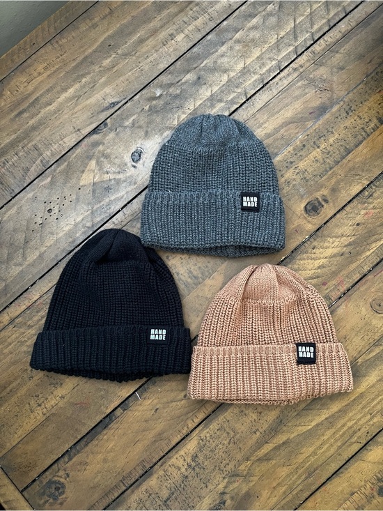 Handmade Other - Hand Made Kids Knit Beanie Hat - Available in Black, Gray, and Tan